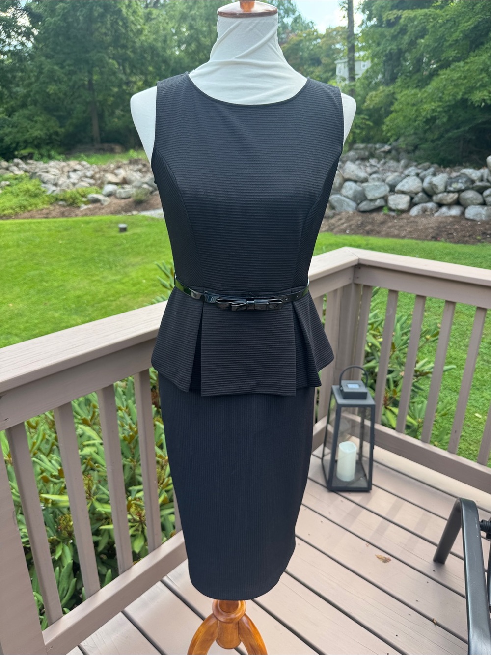 Elle Peplum Black Dress with belt Sz 4